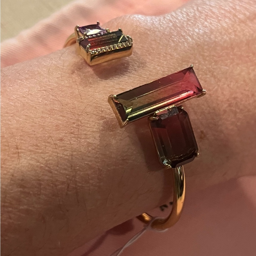 Kate Spade Gold-tone Cuff Bracelet with Multicolor Rectangular and Square Stones - Picture 5 of 9
